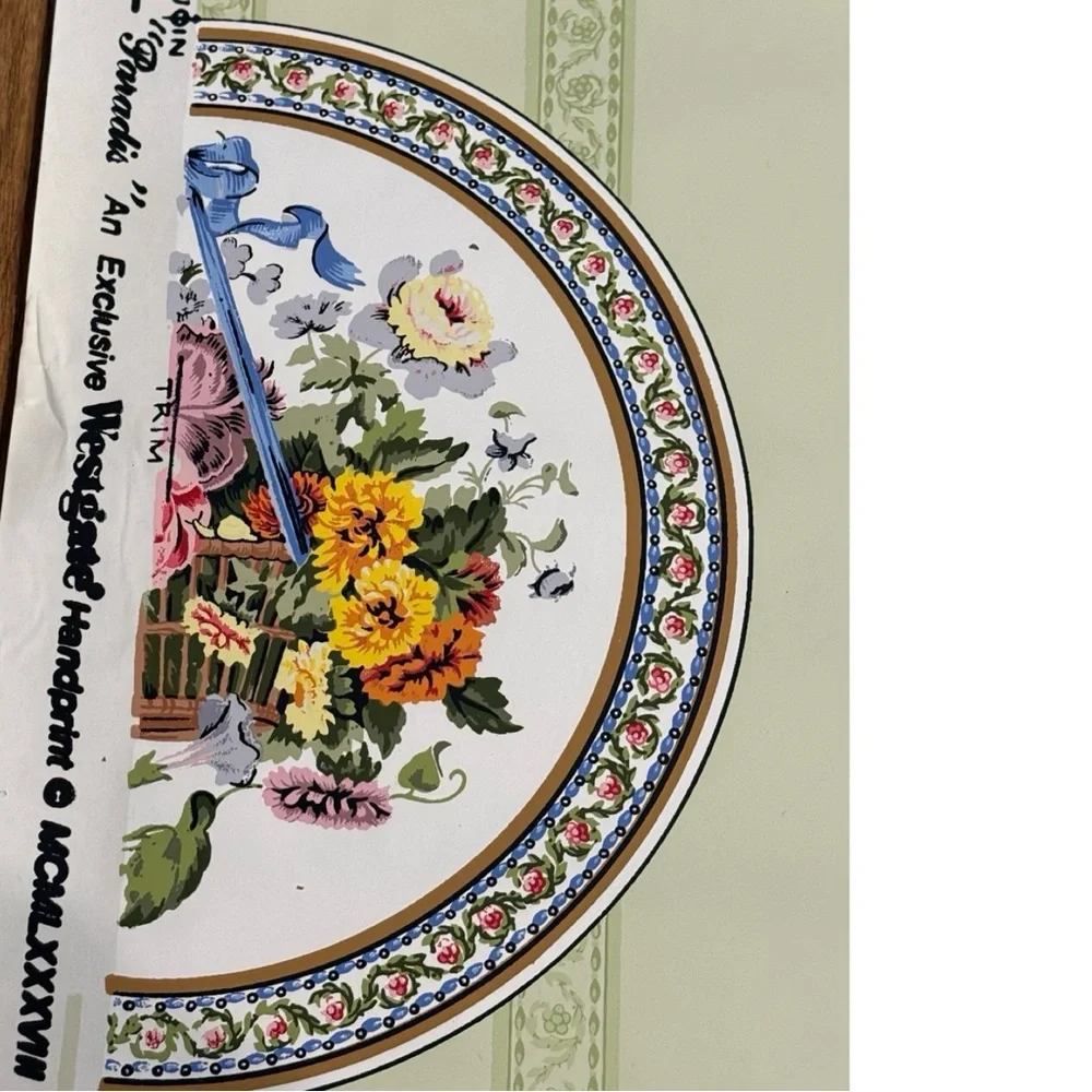 Westgate Vintage Wallpaper Hand Printed Floral Design Croquette 1988 Rare Find